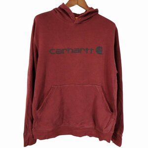 Carhartt カーハート スウェットパーカー フーディー ロゴ ワインレッド (メンズ L) 中古 古着 O5125