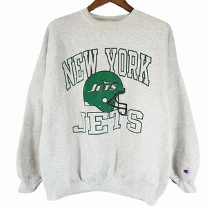 90年代 Champion チャンピオン NFL ニューヨーク・ジェッツ スウェット プロチーム アメフト グレー (メンズ XXL) 中古 古着 O5084