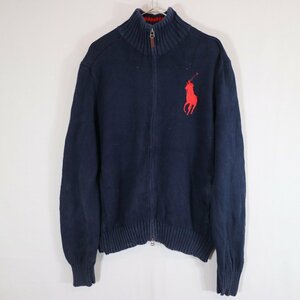 SALE/ Polo by Ralph Lauren ポロバイラルフローレン ハイネック セーター ビックポニー ジップアップ ネイビー (メンズ L) N5907