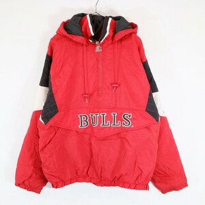 SALE/ 90年代 STARTER スターター NBA CHICAGO BULLS ナイロンジャケット 防寒 裏地キルティング レッド (メンズ L) N6361