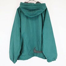 SALE/ 2000年代 NIKE ナイキ フード付き 中綿 ナイロンジャケット ブルゾン スウォッシュ スポーツ 防寒 グリーン (メンズ XL) N6348_画像2