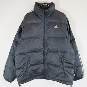 SALE/ 90年代 adidas アディダス ダウンジャケット 防寒 防風 ワンポイントロゴ ライン系 ネイビー (メンズ Ｍ) 中古 古着 N6253