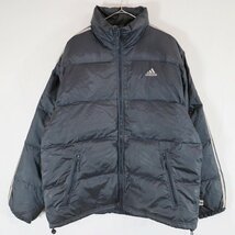 SALE/ 90年代 adidas アディダス ダウンジャケット 防寒 防風 ワンポイントロゴ ライン系 ネイビー (メンズ Ｍ) 中古 古着 N6253_画像1