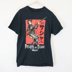 SALE/ 進撃の巨人 Attack on Titan サシャ 半袖 プリントＴシャツ アニメ マンガ 映画 ムービー ブラック (ユニセックス M) N6827