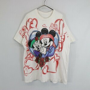 SALE/ 90年代 USA製 MICKEY＆MINNIE ディズニー 半袖Ｔシャツ ミッキー ミニー シングルステッチ ホワイト (メンズ XL相当) N8204