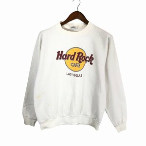 HARD ROCK CAFE ハードロック 企業プリント スウェット ロゴ ワンポイント ホワイト (メンズ L) 中古 古着 O7208