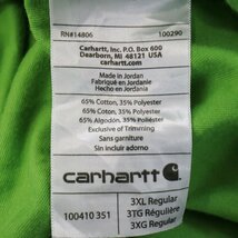 Carhartt カーハート ロゴ半袖Ｔシャツ 大きいサイズ ワーク ラグランスリーブ 丸首 ライトグリーン (メンズ 3XL) 中古 古着 O7290_画像5