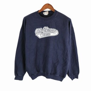 90年代 Hanes ヘインズ Old Chicago スウェット 企業プリント ネイビー (メンズ L) 中古 古着 O7409