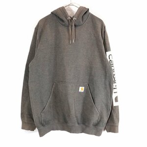 SALE/ Carhartt カーハート 袖ロゴプリント パーカー ワンポイントロゴ グレー (メンズ M) 中古 古着 N9158