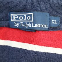 SALE/ 90年代 Polo by Ralph Lauren ポロバイラルフローレン 半袖ポロシャツ ワンポイントロゴ ボーダー柄 ネイビー (メンズ XL) O0401_画像8