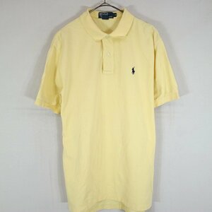 SALE/ 90年代 Polo by Ralph Lauren ポロバイラルフローレン 半袖 ポロシャツ 刺繍 胸元ワンポイントロゴ イエロー (メンズ M) O0469