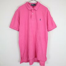 SALE/ 90年代 Polo by Ralph Lauren ポロバイラルフローレン 半袖ポロシャツ 刺繍 胸元ワンポイントロゴ ピンク (メンズ M) O0935_画像1
