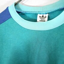 SALE/ 80年代 adidas アディダス オリジナルス ブランドネームプリント クルーネックスウェット エメラルドグリーン (メンズ L) O0576_画像6