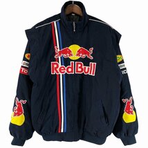 レッドブル レーシングジャケット ブリヂストン 防寒 中綿ジャケット モーターサイクル サーキット ネイビー (メンズ XXL) 中古 古着 O7425_画像1