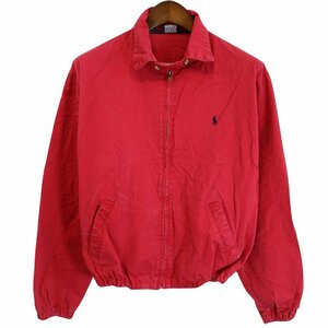 80年代 Polo by Ralph Lauren ポロバイラルフローレン スイングトップ 防寒 レッド (メンズ L) 中古 古着 O7460