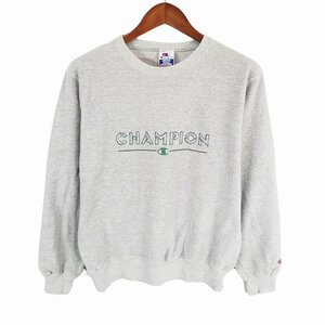 90年代 Champion チャンピオン ロゴ トレーナー スウェット 刺繍 裏地 グレー (メンズ M) 中古 古着 O7589