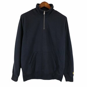 Carhartt カーハート ワンポイント ハーフジップ スウェット ネイビー (メンズ L) 中古 古着 O7601