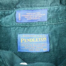 PENDLETON ペンドルトン コーデュロイ 長袖シャツ エルボーパッチ 無地 グリーン (メンズ XL) 中古 古着 O7949_画像5