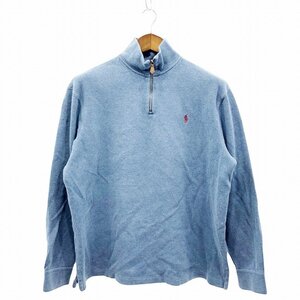 Polo by Ralph Lauren ポロバイラルフローレン ワンポイントロゴ ポニー ハーフジップ セーター ブルー (メンズ L) 中古 古着 O8314