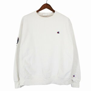 Champion チャンピオン リバースウィーブ スウェット 国旗 ロゴ ホワイト (メンズ XL) 中古 古着 O6621