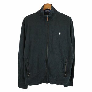 2000年代〜 Polo by Ralph Lauren ポロバイラルフローレン カットソー生地 ジップ ジャケット ブラック (メンズ L) 中古 古着 O8813