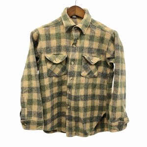 70年代 WOOLRICH ウールリッチ 長袖シャツ アメカジ チェック ベージュ (メンズ Ｍ) 中古 古着 O8869