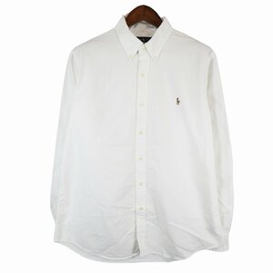 RALPH LAUREN ラルフローレン ワンポイントロゴ 長袖シャツ ホワイト (メンズ XL) 中古 古着 O8996