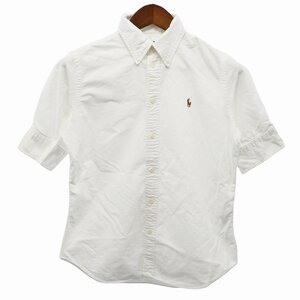 RALPH LAUREN ラルフローレン ワンポイントロゴ 半袖シャツ ホワイト (メンズ M) 中古 古着 O8936