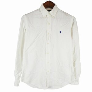 RALPH LAUREN ラルフローレン ワンポイントロゴ ボタンダウン 長袖シャツ アメカジ ホワイト (メンズ S) 中古 古着 O9015