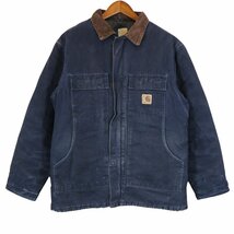 Carhartt カーハート トラディショナルコート ワークジャケット 裏地キルティング ダック地 ネイビー (メンズ L) 中古 古着 O4985_画像1