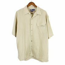 90年代 Polo by Ralph Lauren ポロバイラルフローレン レーヨン 開襟 半袖シャツ アメカジ 無地 ベージュ (メンズ XL) 中古 古着 O8857_画像1