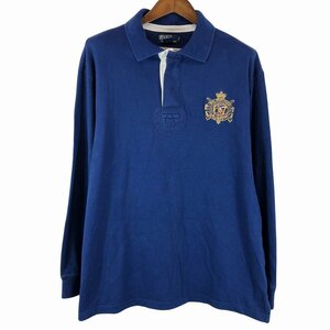 Polo by Ralph Lauren ポロバイラルフローレン ワンポイントロゴ刺繍 ラガーシャツ 大きいサイズ ブルー (メンズ 2XL) 中古 古着 O9467