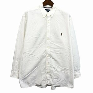 Polo by Ralph Lauren ポロバイラルフローレン ワイシャツ 長袖シャツ 大きいサイズ アメカジ ホワイト (メンズ 2XB) 中古 古着 O9524