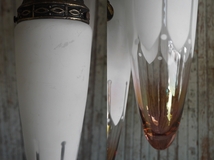 アンティーク　カスリガラスガラスシェード3連吊り下げランプ [alm-439]ハンギングペンダントブラケットビンテージライトUSAコレクション_画像5