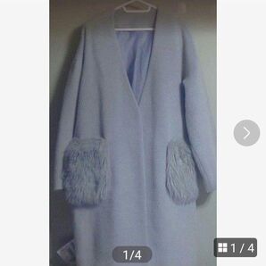 Wcloset ダブルクローゼット ノーカラー チェスターコート ロングコート ファーポケット付き