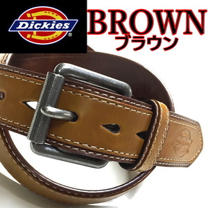 068 茶 ディッキーズ ベルト バイカラー ローラーバックル Dickies ブラウン