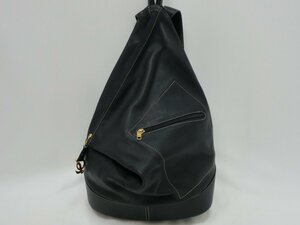 ‡ 0202 LOEWE ロエベ アントン バックパック ポーチ付 本革 レザー ゴールド金具 リュックサック ショルダーバッグ 紺/ネイビー系 中古品