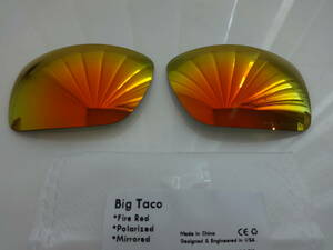 処分価格！POLARIZED刻印入り！OAKLEY BIG TACO用 カスタム偏光レンズ RED COLOR Polarized　ビッグタコ