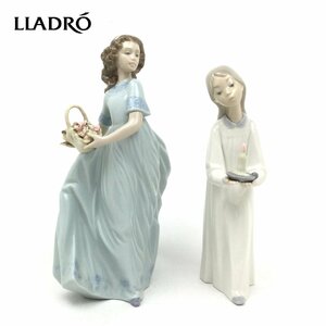 1210 LLADRO リヤドロ 春のお庭にかえって / キャンドルを持つ少女 フィギュリン 2点セット 女の子 陶器人形 少女 女性