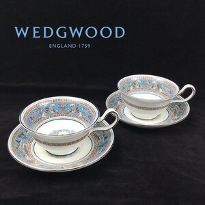 1210 WEDGWOOD ウェッジウッド FLORENTINE TURQUOISE フロレンティーン ターコイズ カップ&ソーサー 2客セット C/S 英国