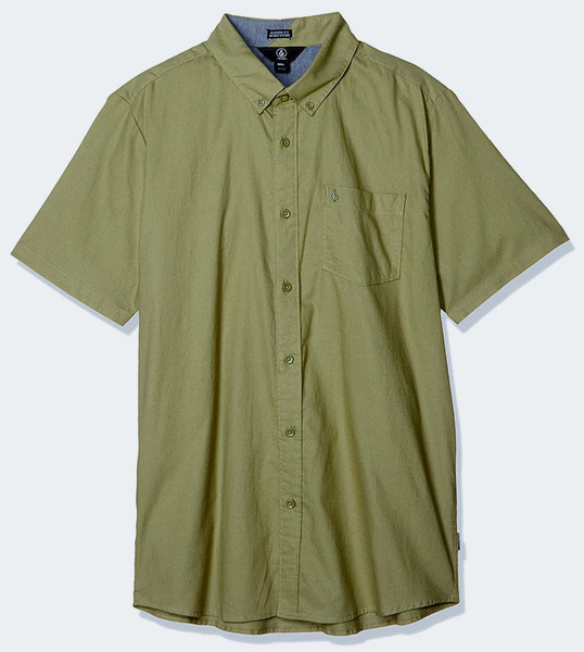 Volcom Everett Oxford 半袖 シャツ Sサイズ 胸ポケット グリーン 緑 ボルコム ボタンダウン