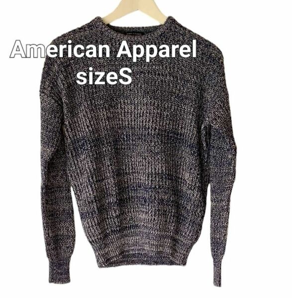 American Apparelアメリカンアパレル ニットセーター sizeS collarブルー/ホワイト