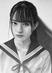 日向坂46 小坂菜緒 No.5 手描きイラスト 鉛筆画 A4