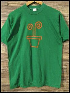 送無 G② 70s 80s オールド ビンテージ USA製 sportswear ボディ THE POT HOUSE 企業物 半袖 Tシャツ US古着 シングルステッチ グリーン L