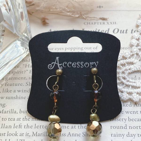 アンティークイヤリング アンティークビーズ 金古美 ゆらゆら キラキラ☆Vintage jewelry accessories A0771