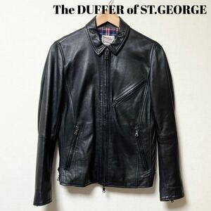 美品 The DUFFER of ST.GEORGE ザダファーオブセントジョージ レザージャケット ライダース 革ジャン ブラック 黒 羊革 ラムレザー