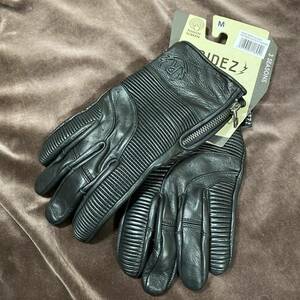 【試着のみ】RIDEZ バイク用 本革レザーグローブ ブラック Mサイズ スマホ対応 RLG2203 RIDEZ MOTO GLOVES VOLTAGE オールシーズン 牛革 