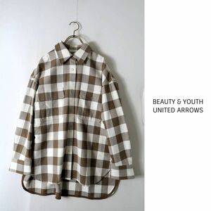 新品☆1.5万☆ユナイテッドアローズ/BEAUTY & YOUTH☆洗える コットン100％ チェックビッグシャツ☆K-M 6977