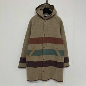 70s アメリカ 製 ビンテージ Woolrich 一枚袖 ブランケット ウール マルチ ボーダー パーカ ジャケット コート M usa vintage ウールリッチ