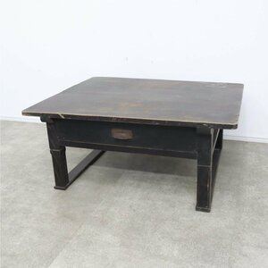  old furniture writing desk low table low table low dining table Vintage old tool paper thing desk black coating [10A2309062]